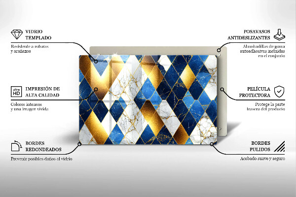 Tábua para corte Mármore losango dourado