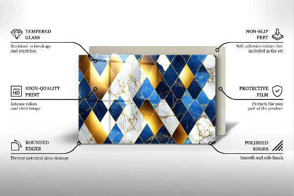 Tábua para corte Mármore losango dourado