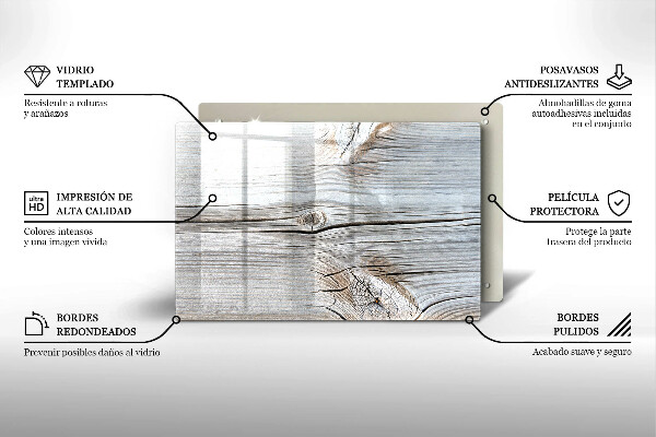 Tábua de corte de vidro Estrutura de madeira leve