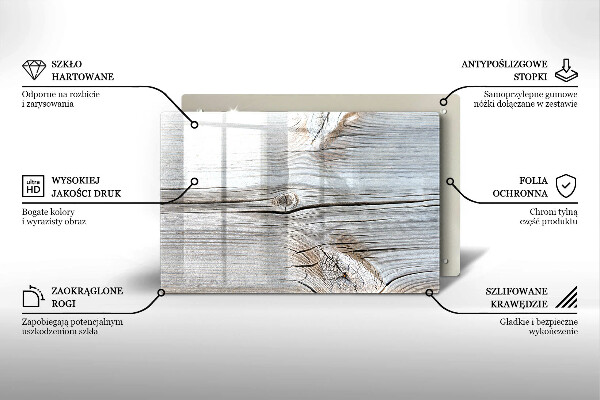 Tábua de corte de vidro Estrutura de madeira leve