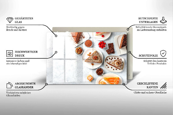 Tábua de cortar de vidro Bolos doces