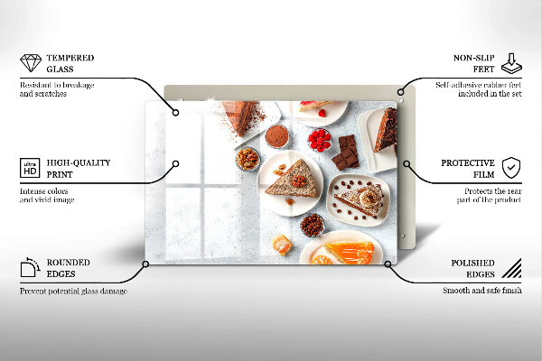 Tábua de cortar de vidro Bolos doces