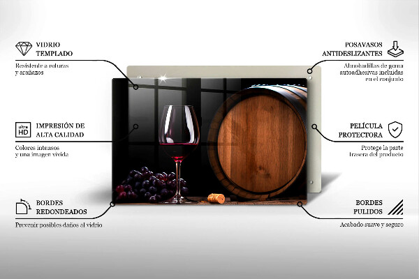Tábua de cortar Um barril de vinho em um copo