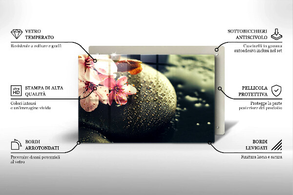 Tábua cozinha Flores pedras zen