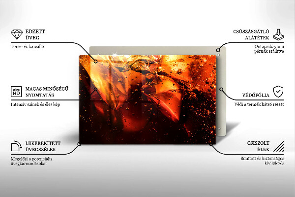 Tábua de corte de vidro Bebida de cola com gelo