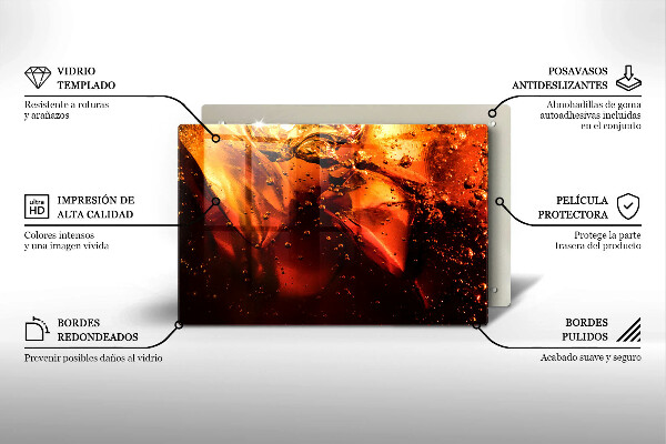 Tábua de corte de vidro Bebida de cola com gelo