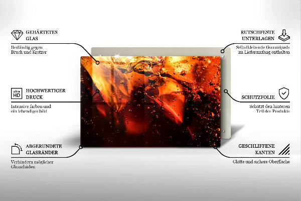 Tábua de corte de vidro Bebida de cola com gelo