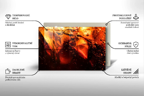 Tábua de corte de vidro Bebida de cola com gelo