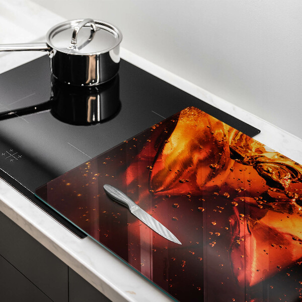 Tábua de corte de vidro Bebida de cola com gelo