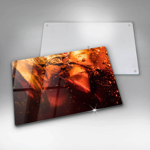 Tábua de corte de vidro Bebida de cola com gelo