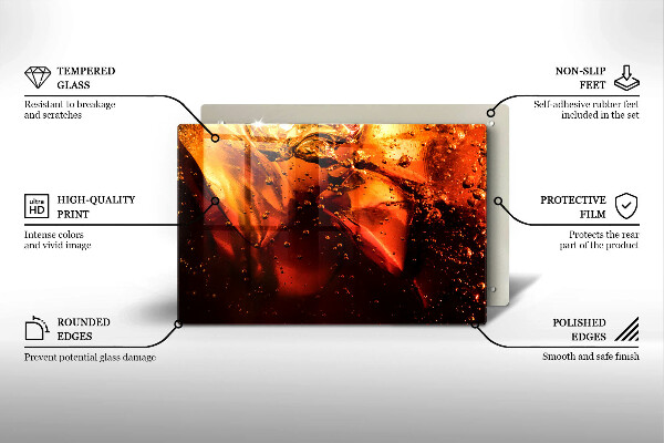 Tábua de corte de vidro Bebida de cola com gelo