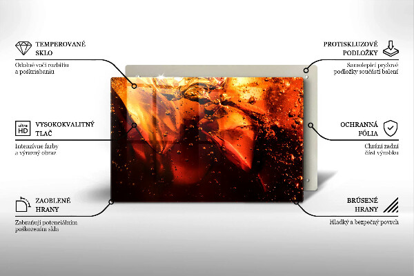 Tábua de corte de vidro Bebida de cola com gelo