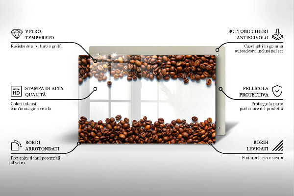 Tábua de cortar de vidro Grãos de café