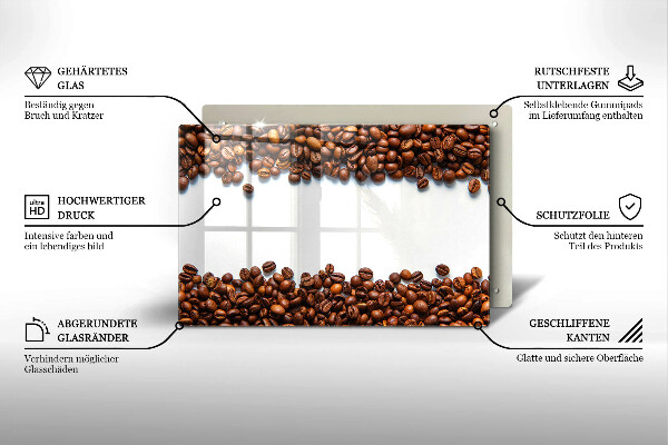 Tábua de cortar de vidro Grãos de café