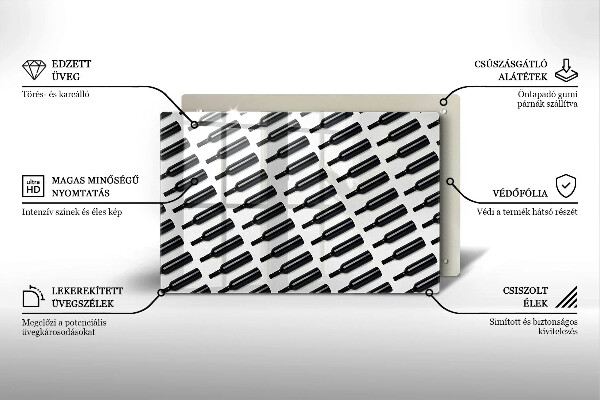 Tábua de corte Garrafas de vinho preto