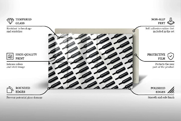 Tábua de corte Garrafas de vinho preto