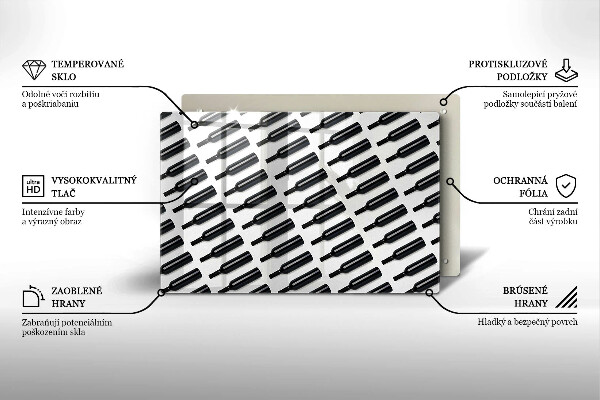 Tábua de corte Garrafas de vinho preto