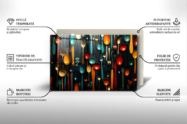 Tábua de cortar Colheres e garfos coloridos