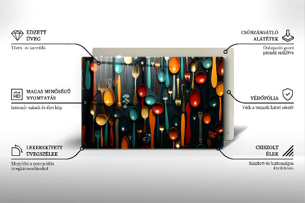 Tábua de cortar Colheres e garfos coloridos
