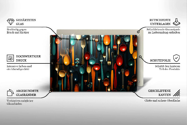 Tábua de cortar Colheres e garfos coloridos