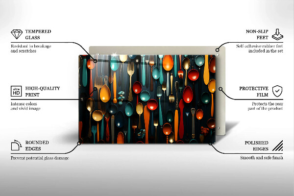 Tábua de cortar Colheres e garfos coloridos