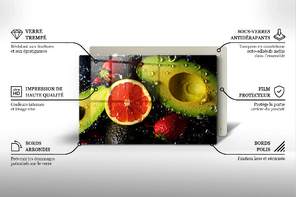 Tábua de vidro Frutas e vegetais