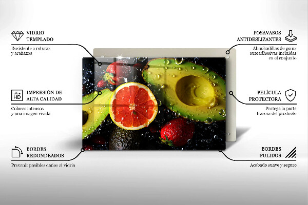 Tábua de vidro Frutas e vegetais