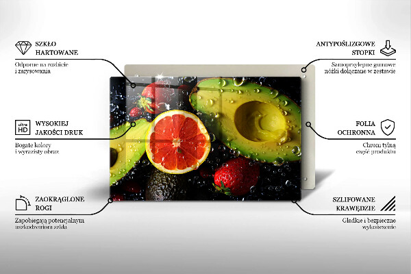 Tábua de vidro Frutas e vegetais