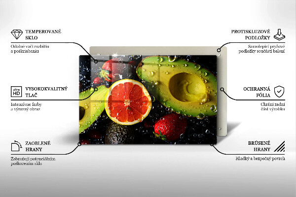 Tábua de vidro Frutas e vegetais