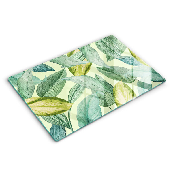 Tábua de corte de vidro Folhas tropicais verdes