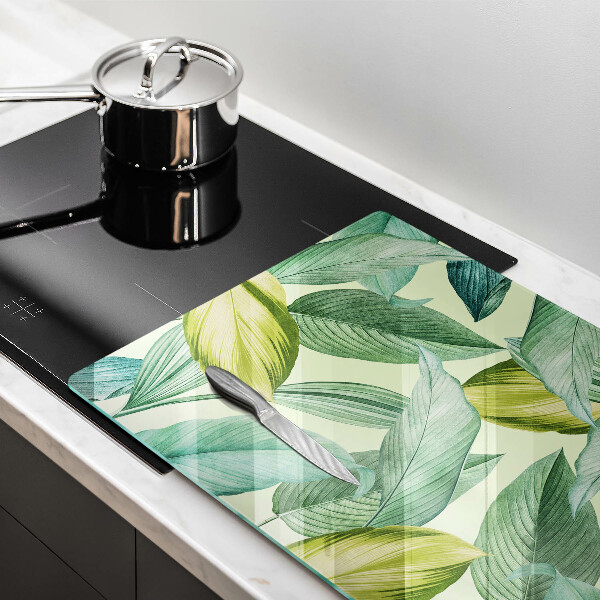 Tábua de corte de vidro Folhas tropicais verdes