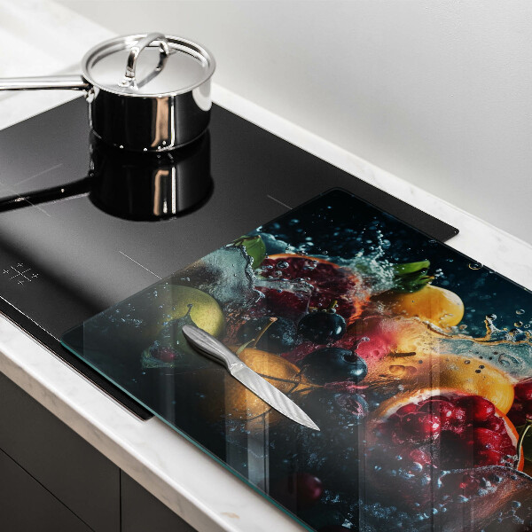 Tábua de corte de vidro Fruta na água