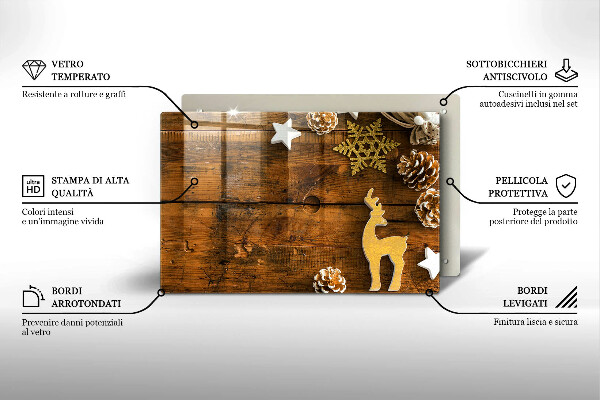 Tábua de cortar de vidro decorações de Natal