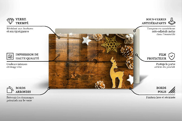 Tábua de cortar de vidro decorações de Natal