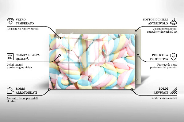 Tábua de corte Marshmallows coloridos