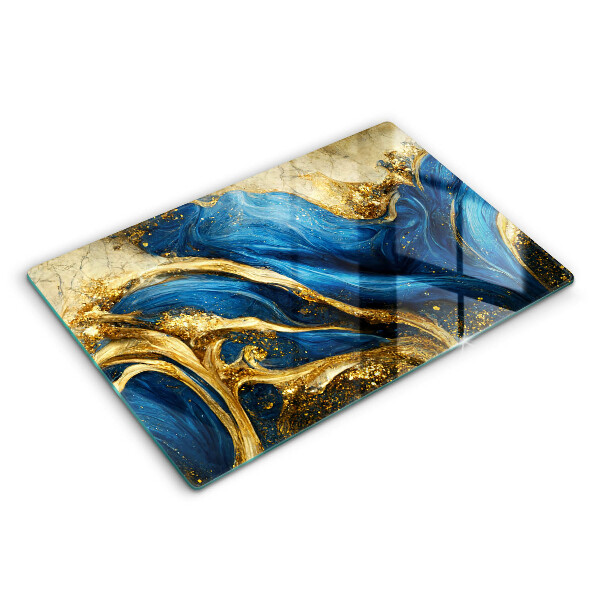 Tábua corte Mármore azul e dourado