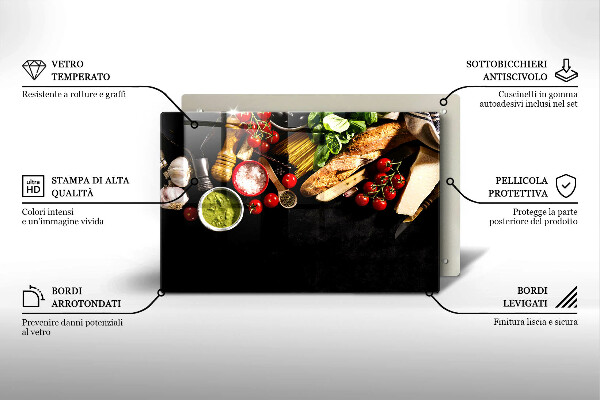 Tábua para corte Ingredientes e especiarias italianas