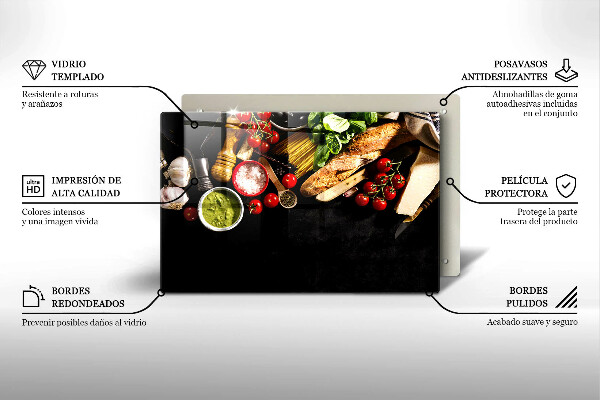 Tábua para corte Ingredientes e especiarias italianas