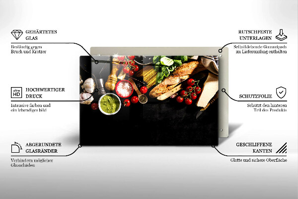 Tábua para corte Ingredientes e especiarias italianas