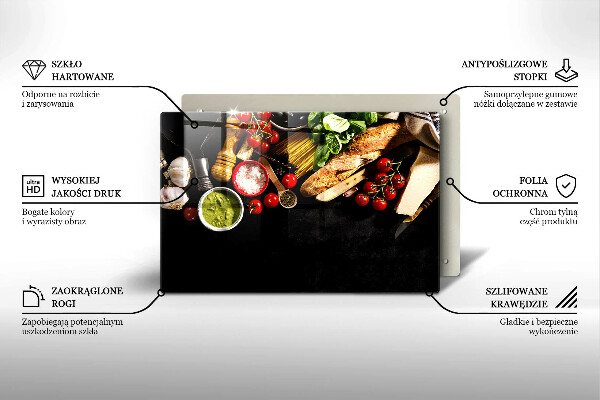 Tábua para corte Ingredientes e especiarias italianas