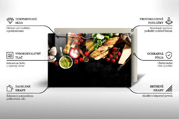 Tábua para corte Ingredientes e especiarias italianas