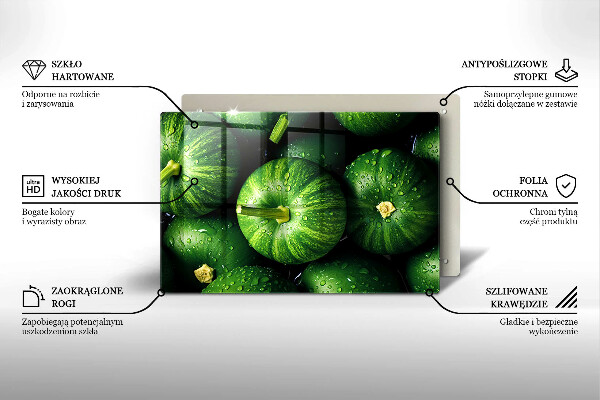 Tábua de corte de vidro Abóboras verdes