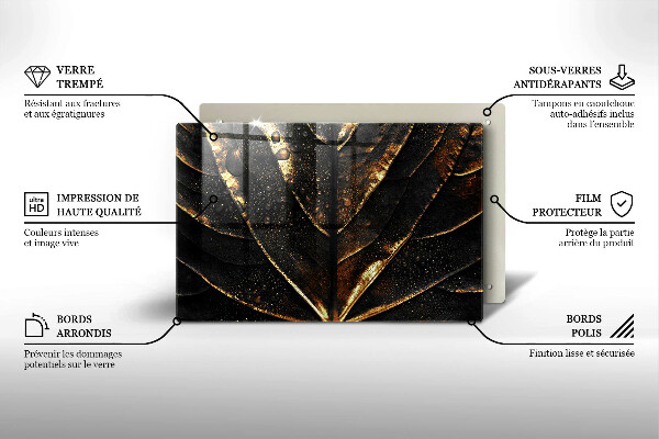 Tábua de vidro Folha de ouro