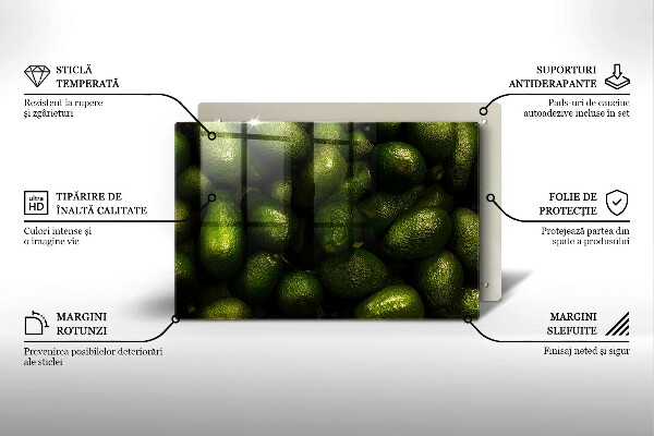 Tábua de vidro Abacate