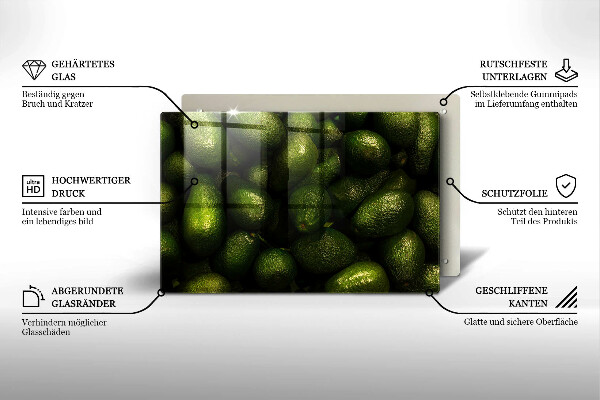 Tábua de vidro Abacate