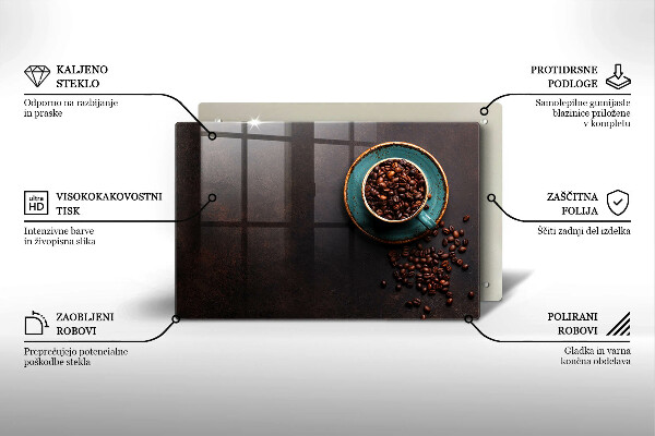 Tábua para corte Uma xícara de grãos de café