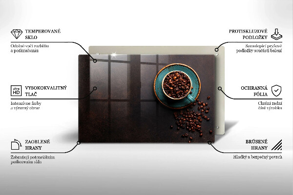 Tábua para corte Uma xícara de grãos de café