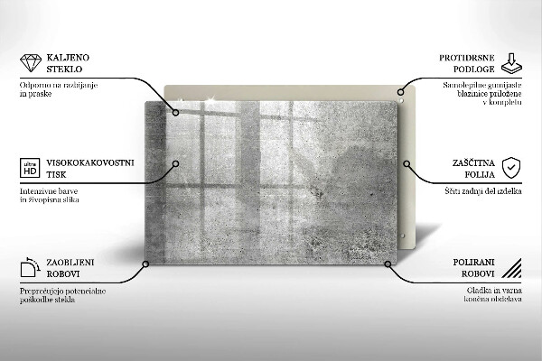 Tábua de corte de vidro Textura de concreto