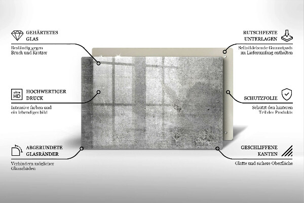 Tábua de corte de vidro Textura de concreto
