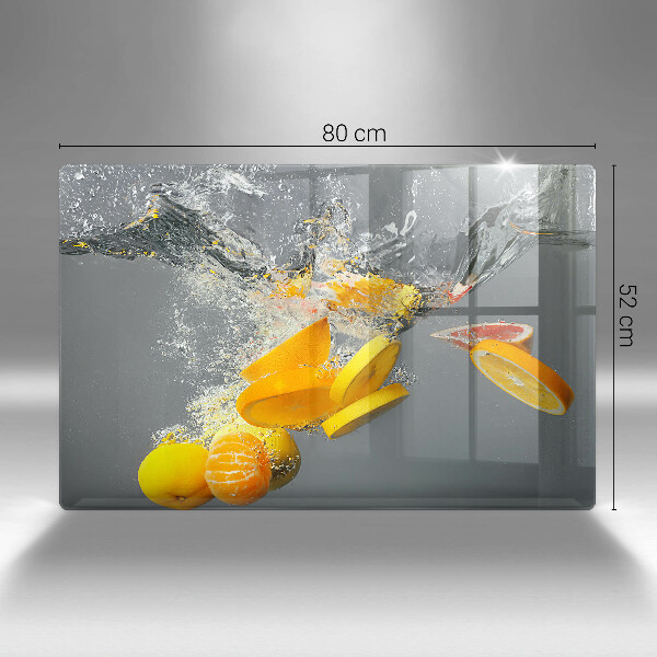 Tábua de cortar de vidro Limões em água